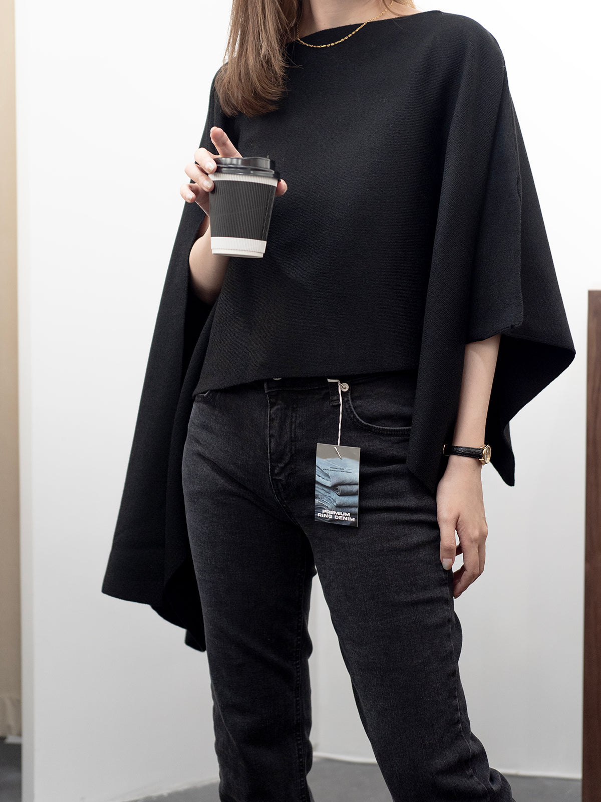 (PREMIUM) Wool Slit Cloak Blouse