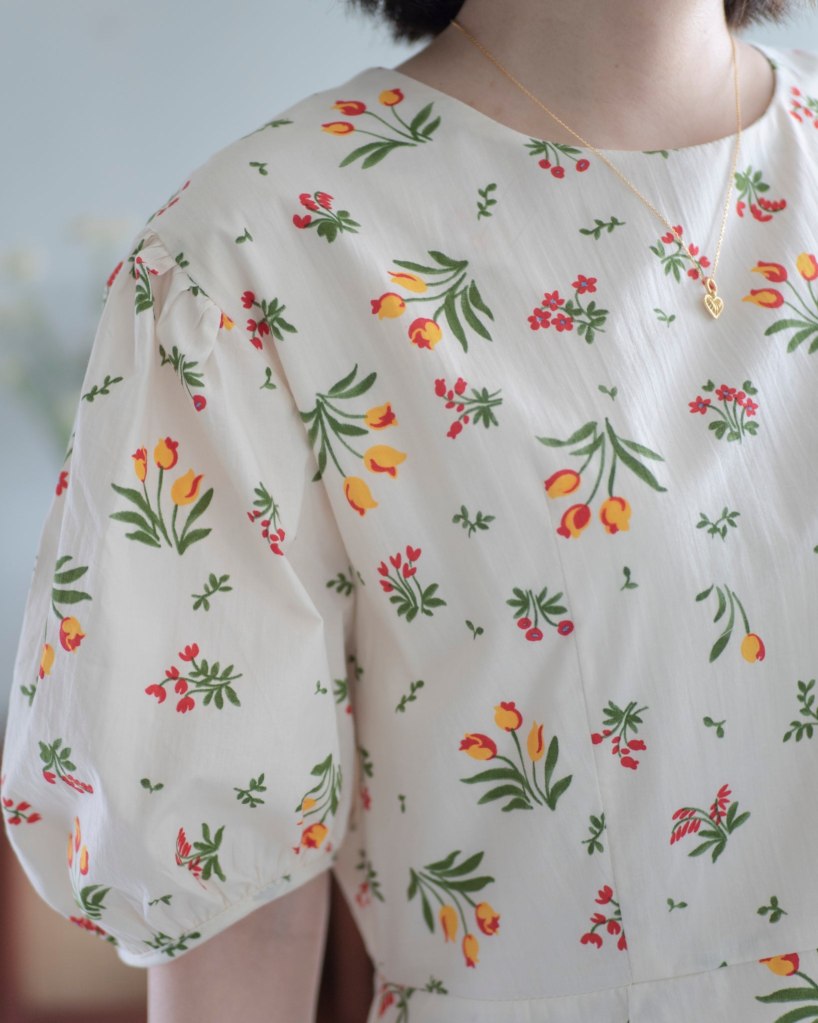 (Premium) Tulip Print Linen Dress