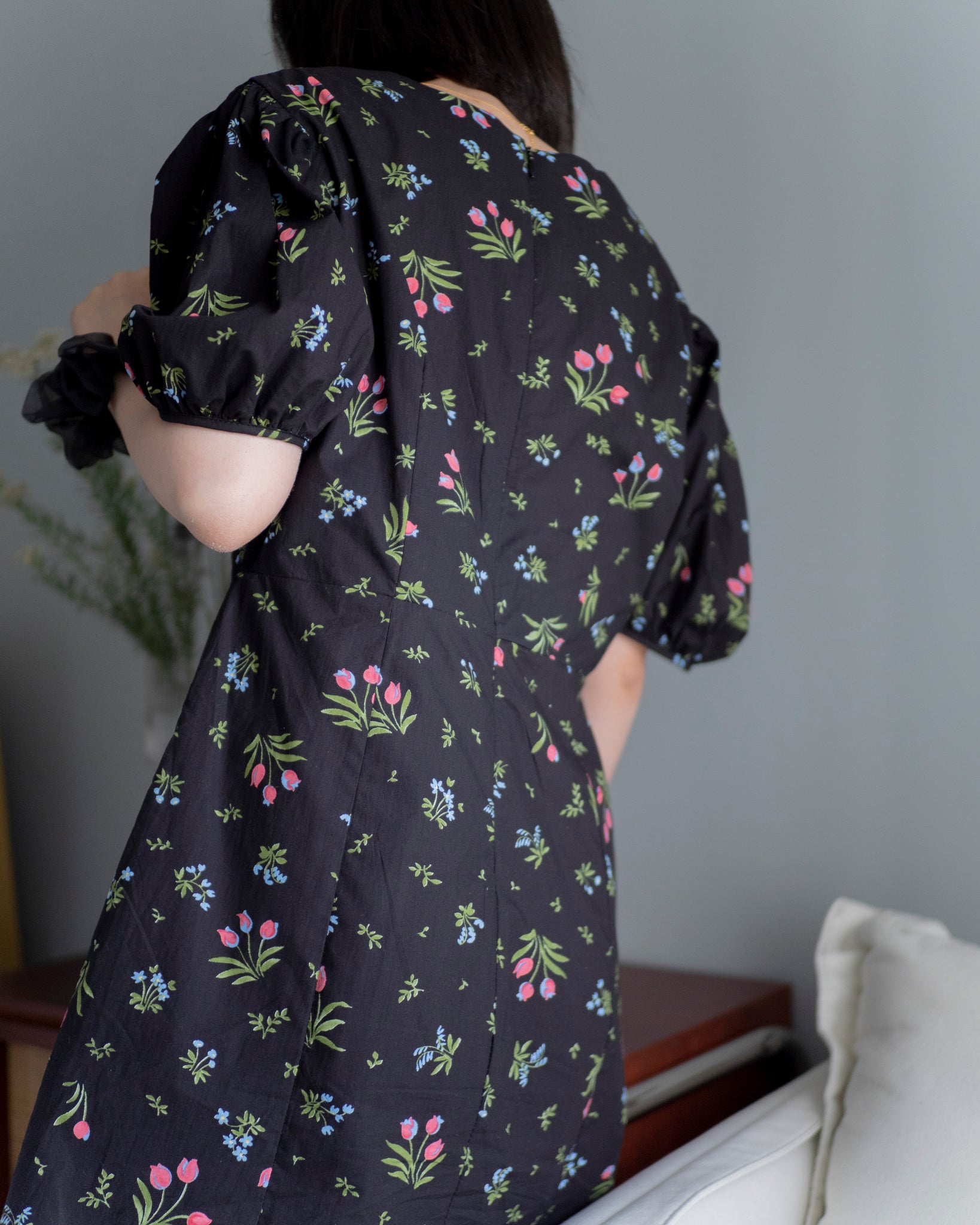 (Premium) Tulip Print Linen Dress