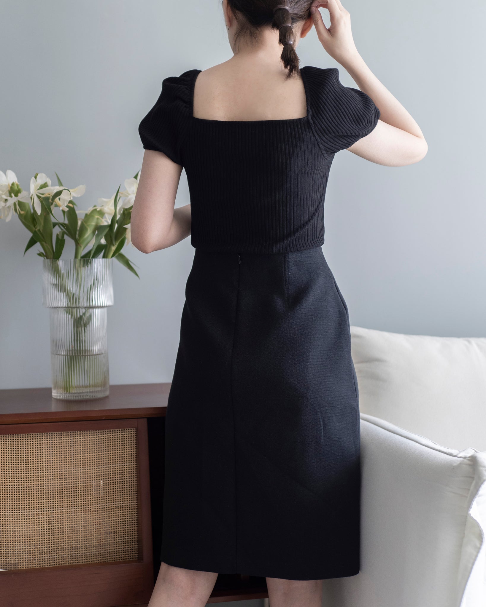 CC Style Vintage Buttons Flap Midi Skirt
