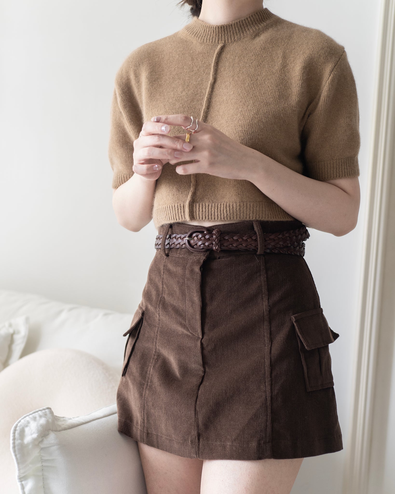 Line Crop Knit Top