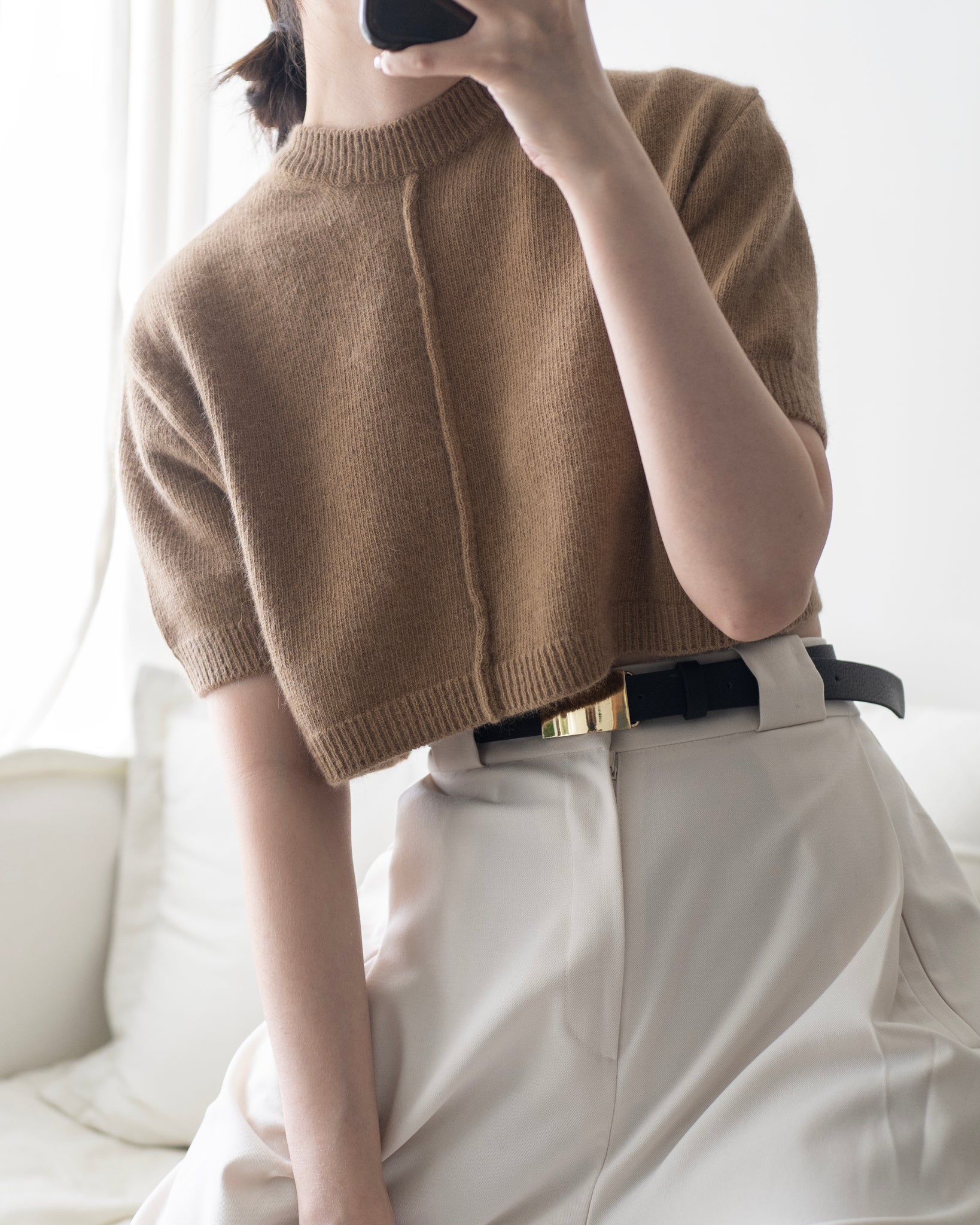 Line Crop Knit Top