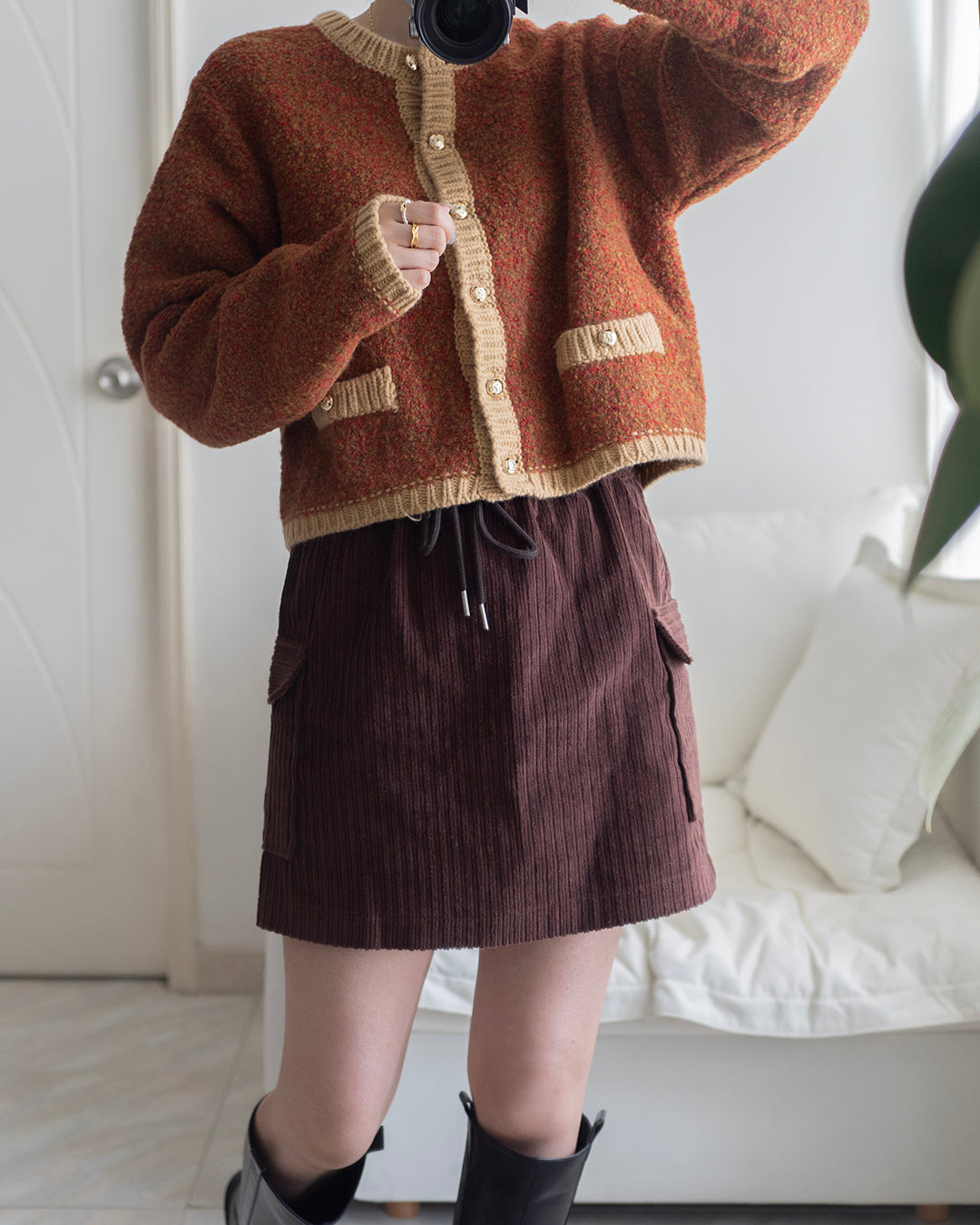 Blended Cashmere Gold Buttons Cardigan